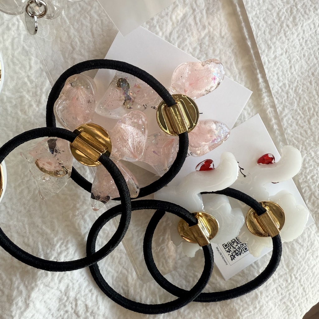 1点のみ 限定set ハンドメイド 福袋 ヘアゴム ピアス セット ねこ リボン いちご ピンク フラワー ハンドメイド