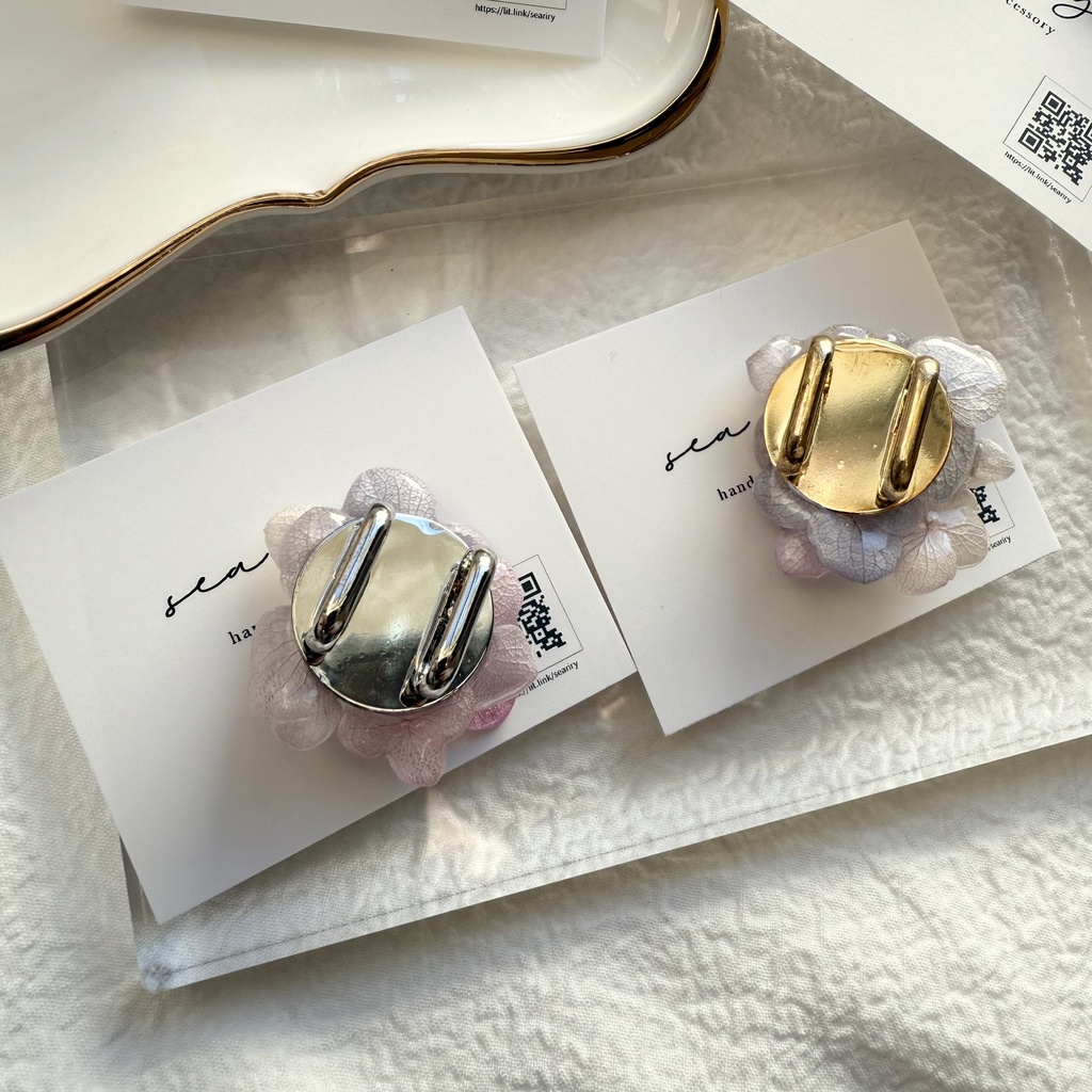 限定1セット happybag 訳あり 紫陽花 ヘアバレッタ ピアス イヤリング 帯留 セット アジサイ