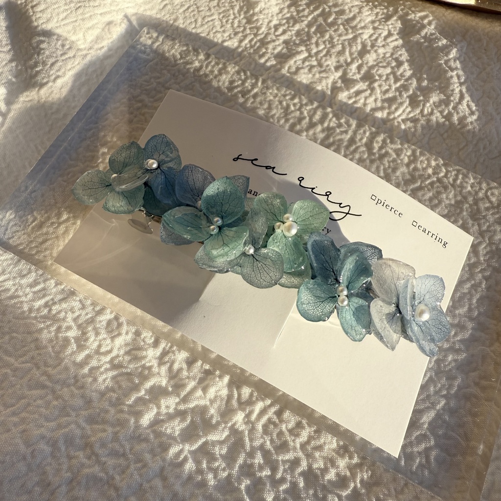 no.257 ブルーライラックmixの紫陽花ヘアバレッタ ヘア バレッタ レジン ヘアアクセサリー 髪留め 髪飾り