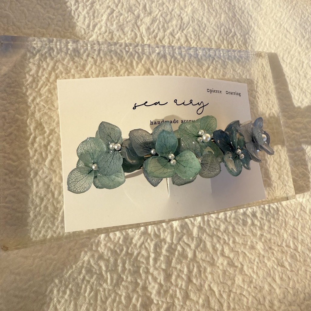 no.257 ブルーライラックmixの紫陽花ヘアバレッタ ヘア バレッタ レジン ヘアアクセサリー 髪留め 髪飾り