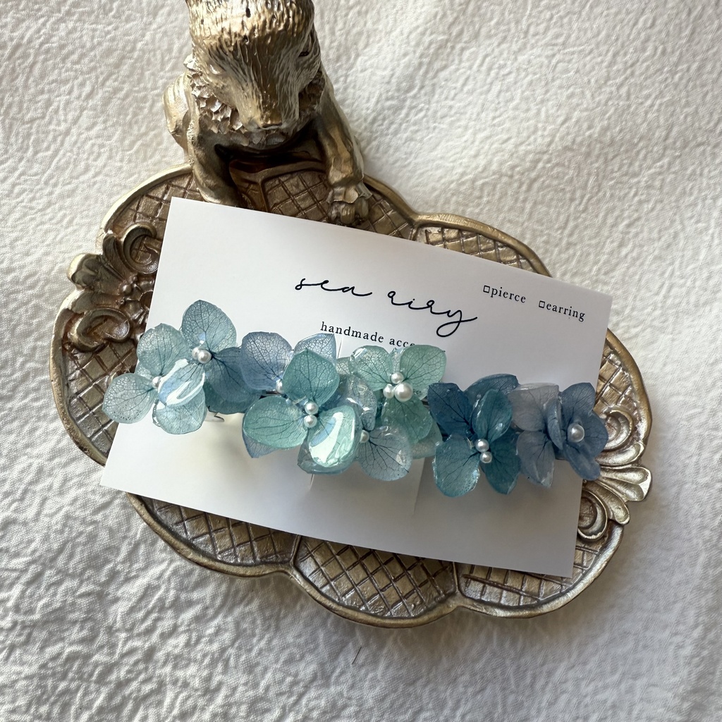 no.257 ブルーライラックmixの紫陽花ヘアバレッタ ヘア バレッタ レジン ヘアアクセサリー 髪留め 髪飾り