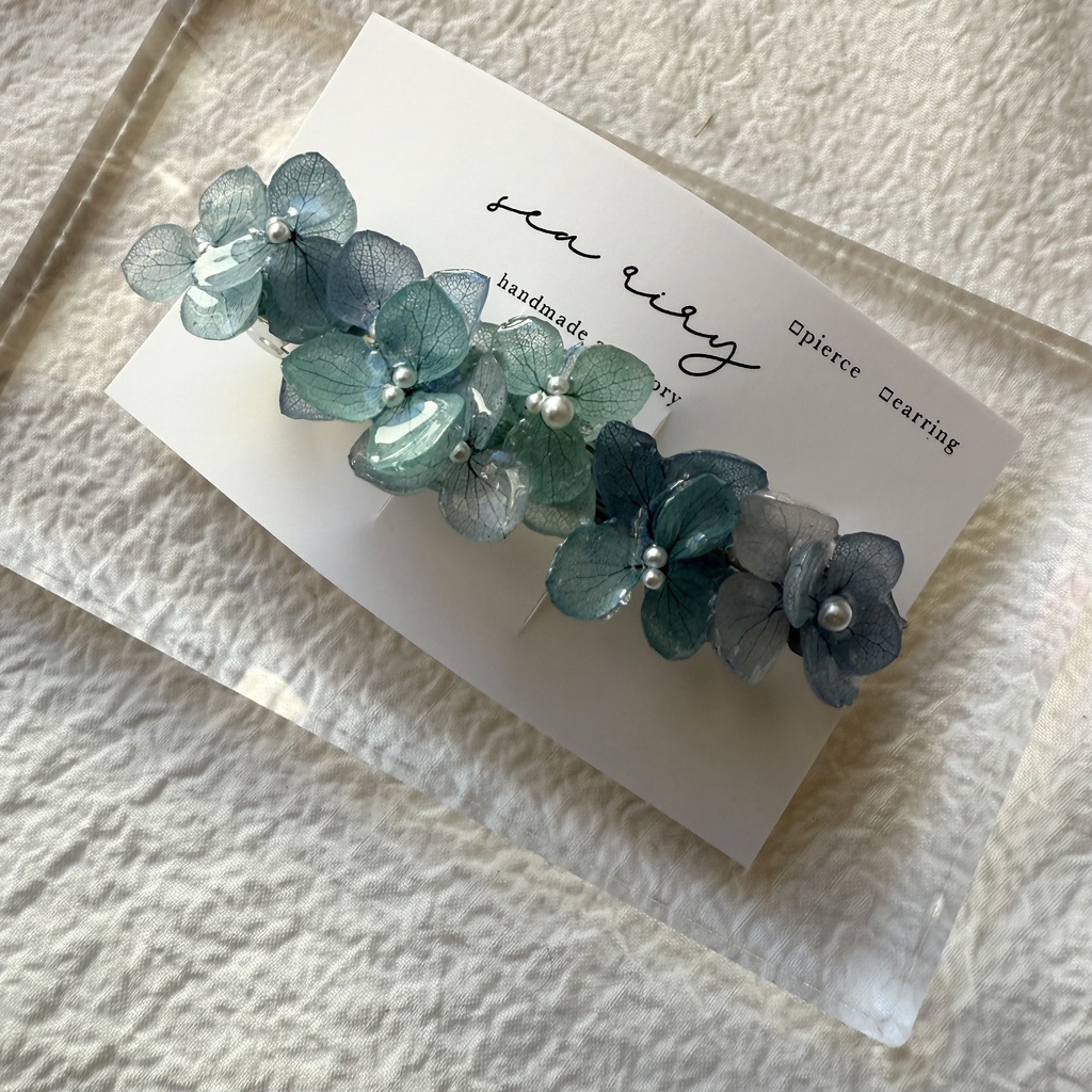 no.257 ブルーライラックmixの紫陽花ヘアバレッタ ヘア バレッタ レジン ヘアアクセサリー 髪留め 髪飾り