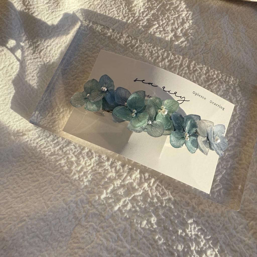 no.257 ブルーライラックmixの紫陽花ヘアバレッタ ヘア バレッタ レジン ヘアアクセサリー 髪留め 髪飾り