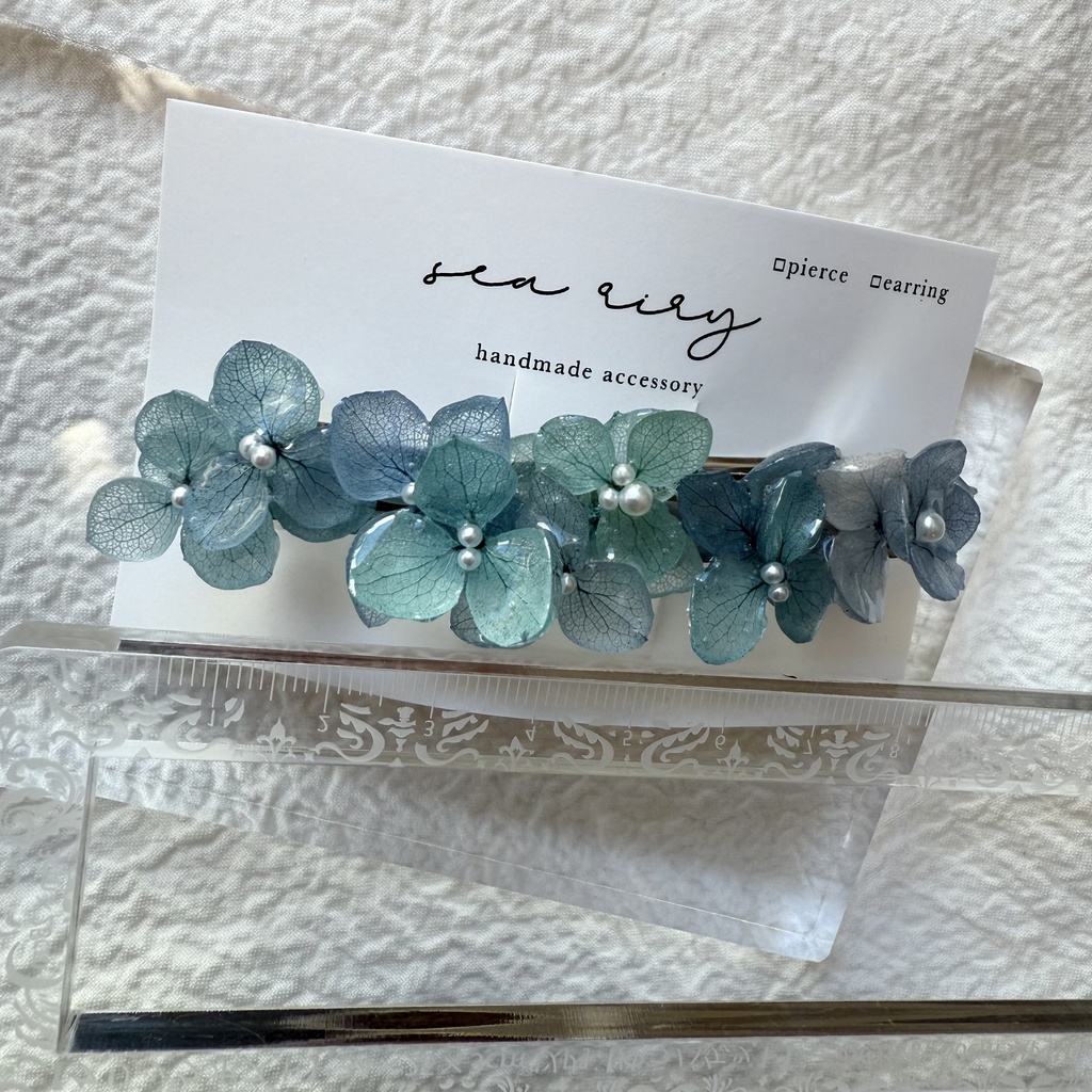 no.257 ブルーライラックmixの紫陽花ヘアバレッタ ヘア バレッタ レジン ヘアアクセサリー 髪留め 髪飾り