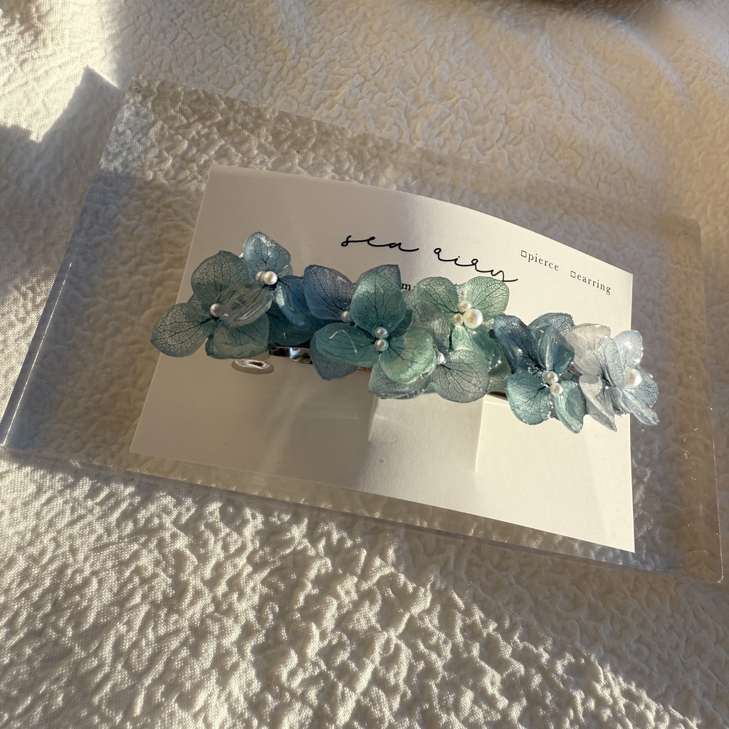 no.257 ブルーライラックmixの紫陽花ヘアバレッタ ヘア バレッタ レジン ヘアアクセサリー 髪留め 髪飾り