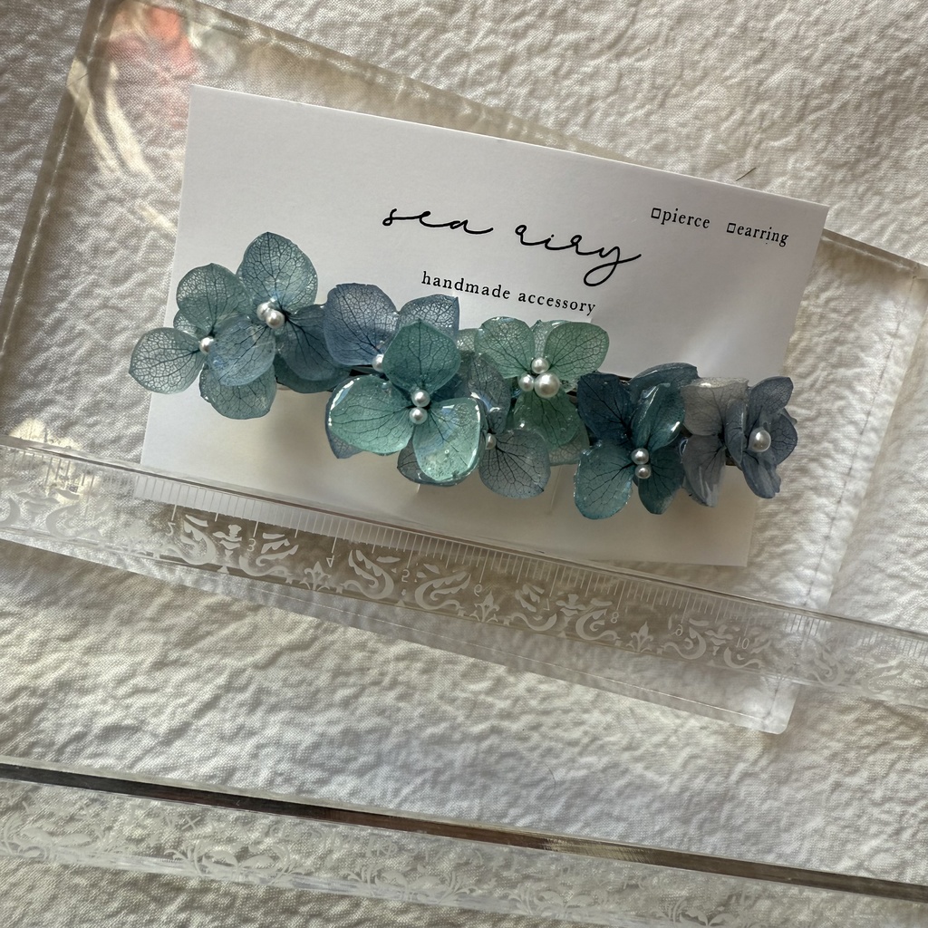 no.257 ブルーライラックmixの紫陽花ヘアバレッタ ヘア バレッタ レジン ヘアアクセサリー 髪留め 髪飾り