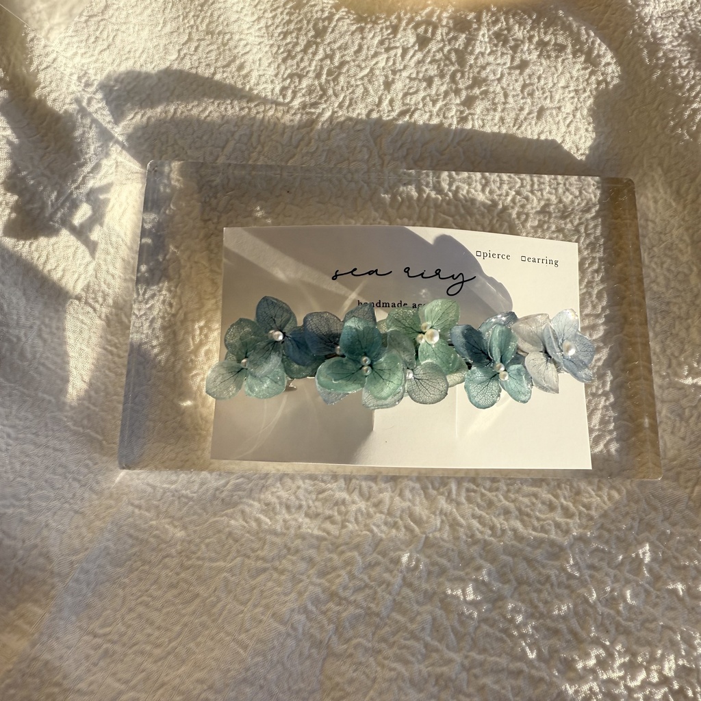 no.257 ブルーライラックmixの紫陽花ヘアバレッタ ヘア バレッタ レジン ヘアアクセサリー 髪留め 髪飾り