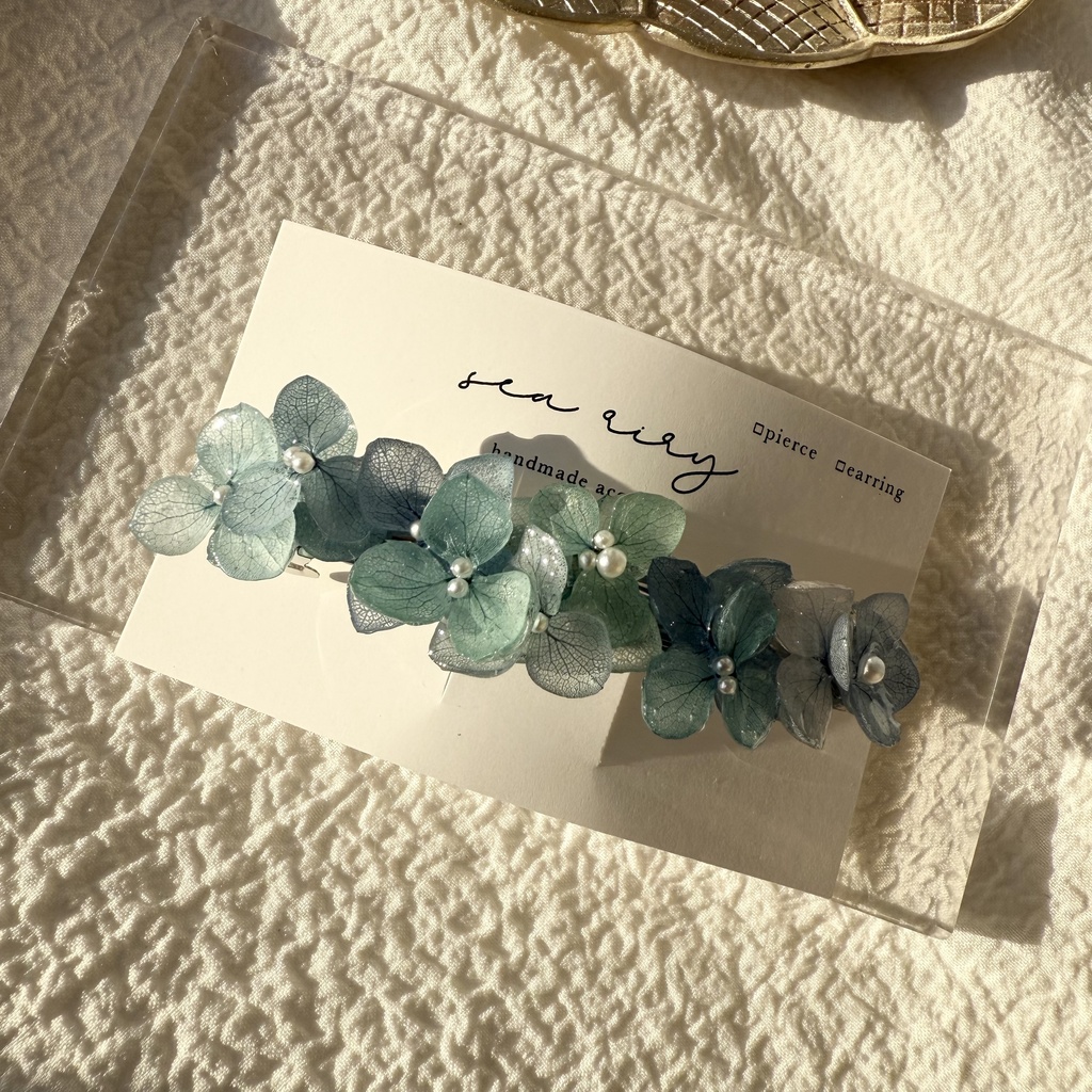 no.257 ブルーライラックmixの紫陽花ヘアバレッタ ヘア バレッタ レジン ヘアアクセサリー 髪留め 髪飾り