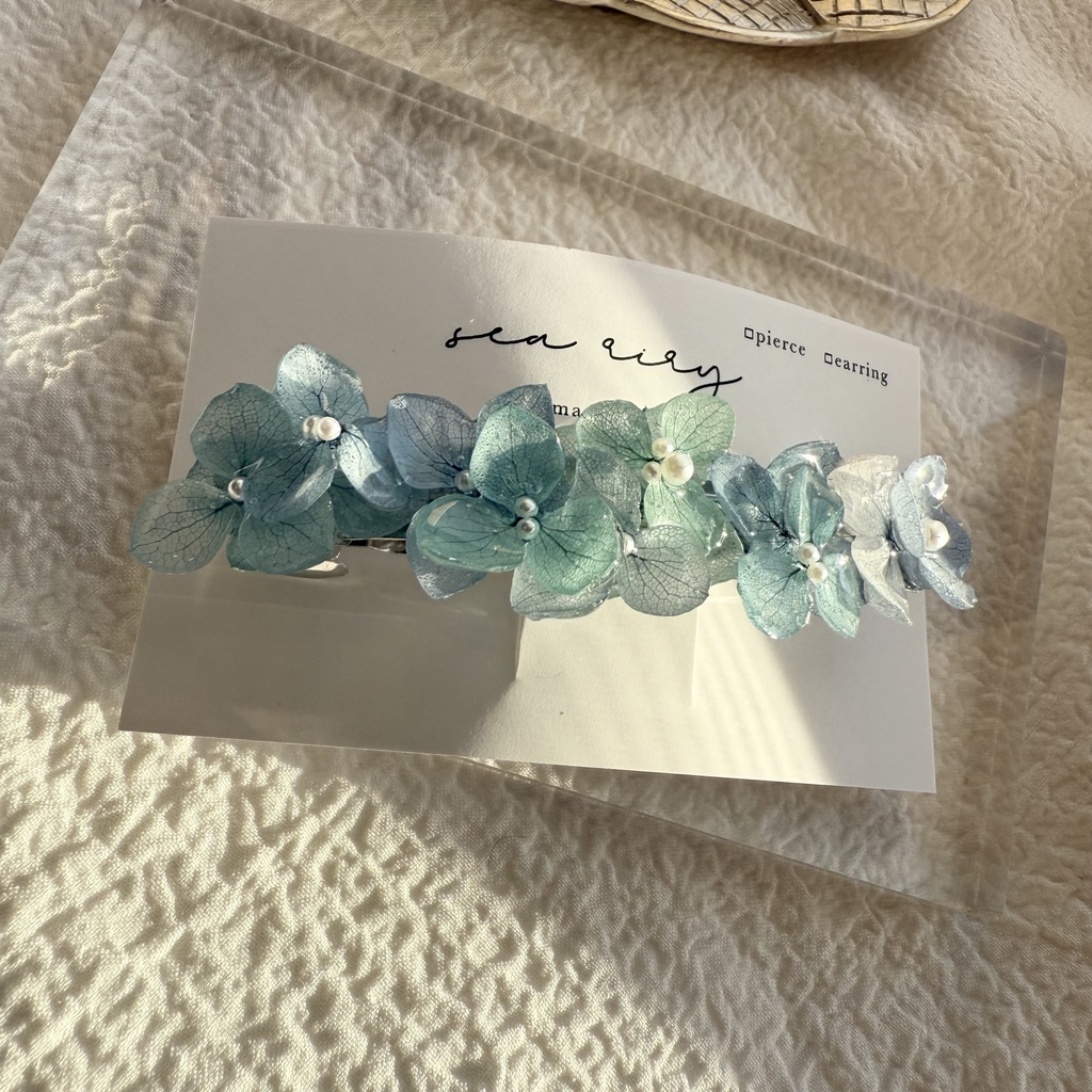 no.257 ブルーライラックmixの紫陽花ヘアバレッタ ヘア バレッタ レジン ヘアアクセサリー 髪留め 髪飾り