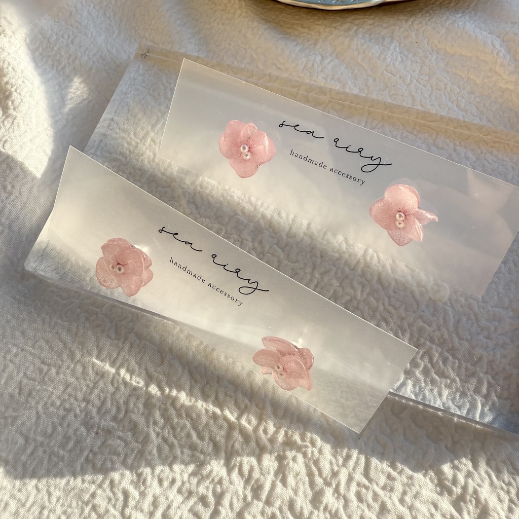 no.258 ベビーピンクのちいさなお花のピアス アジサイ 紫陽花 アナベル パール ピンク ステンレス ピアス