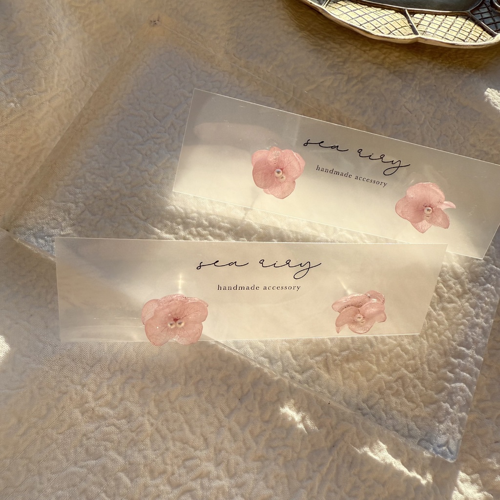 no.258 ベビーピンクのちいさなお花のピアス アジサイ 紫陽花 アナベル パール ピンク ステンレス ピアス