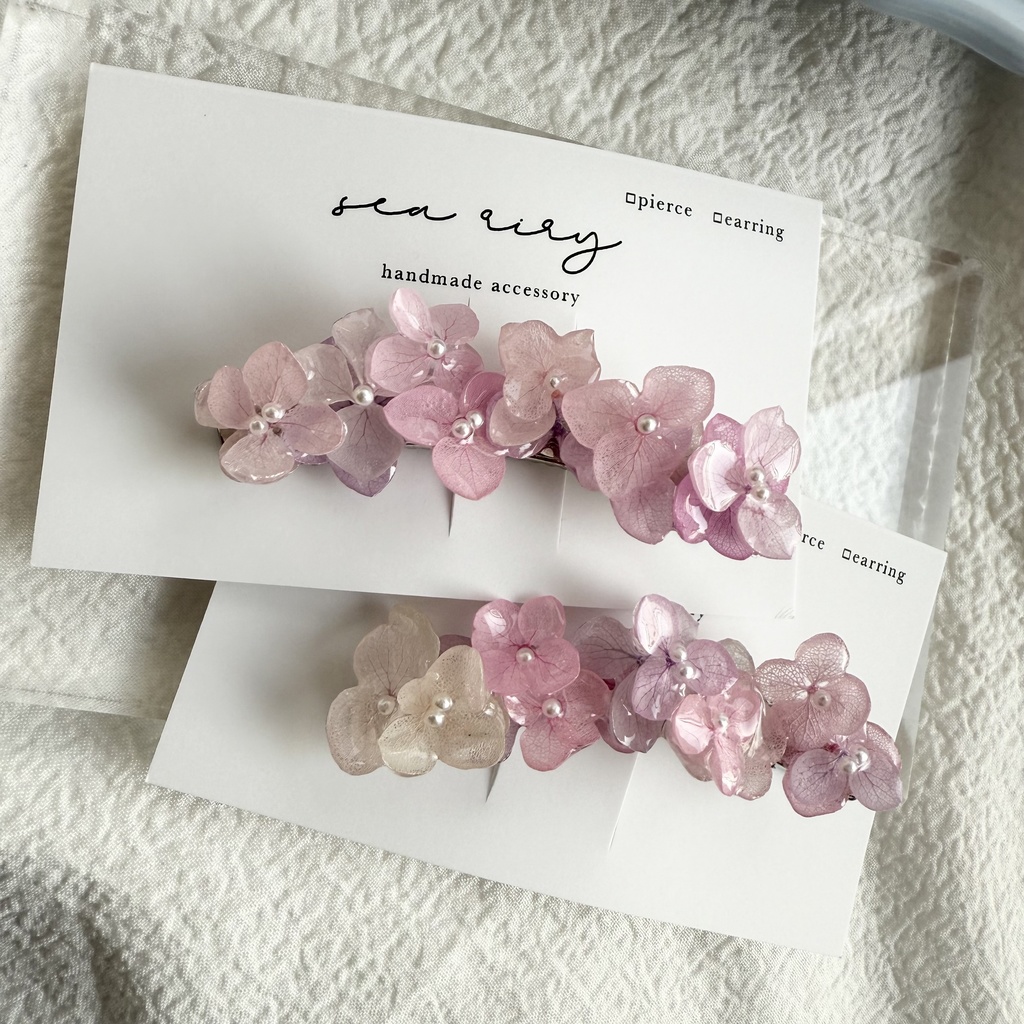 no.260 限定セット パステルライラックmixの紫陽花ヘアクリップ 本物のお花 アジサイ ヘアクリップ 髪飾り