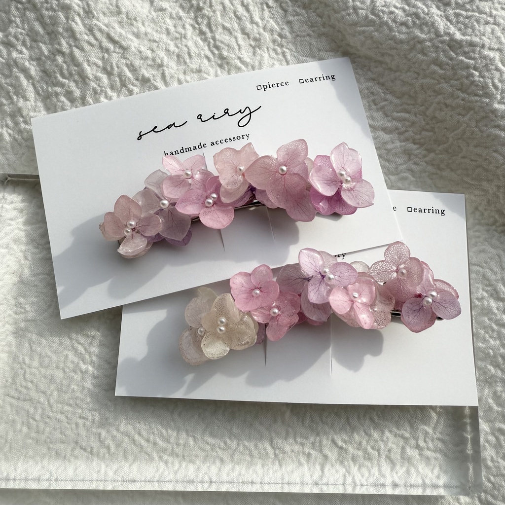 no.260  限定セット  パステルライラックmixの紫陽花ヘアクリップ  本物のお花  アジサイ  ヘアクリップ  髪飾り 