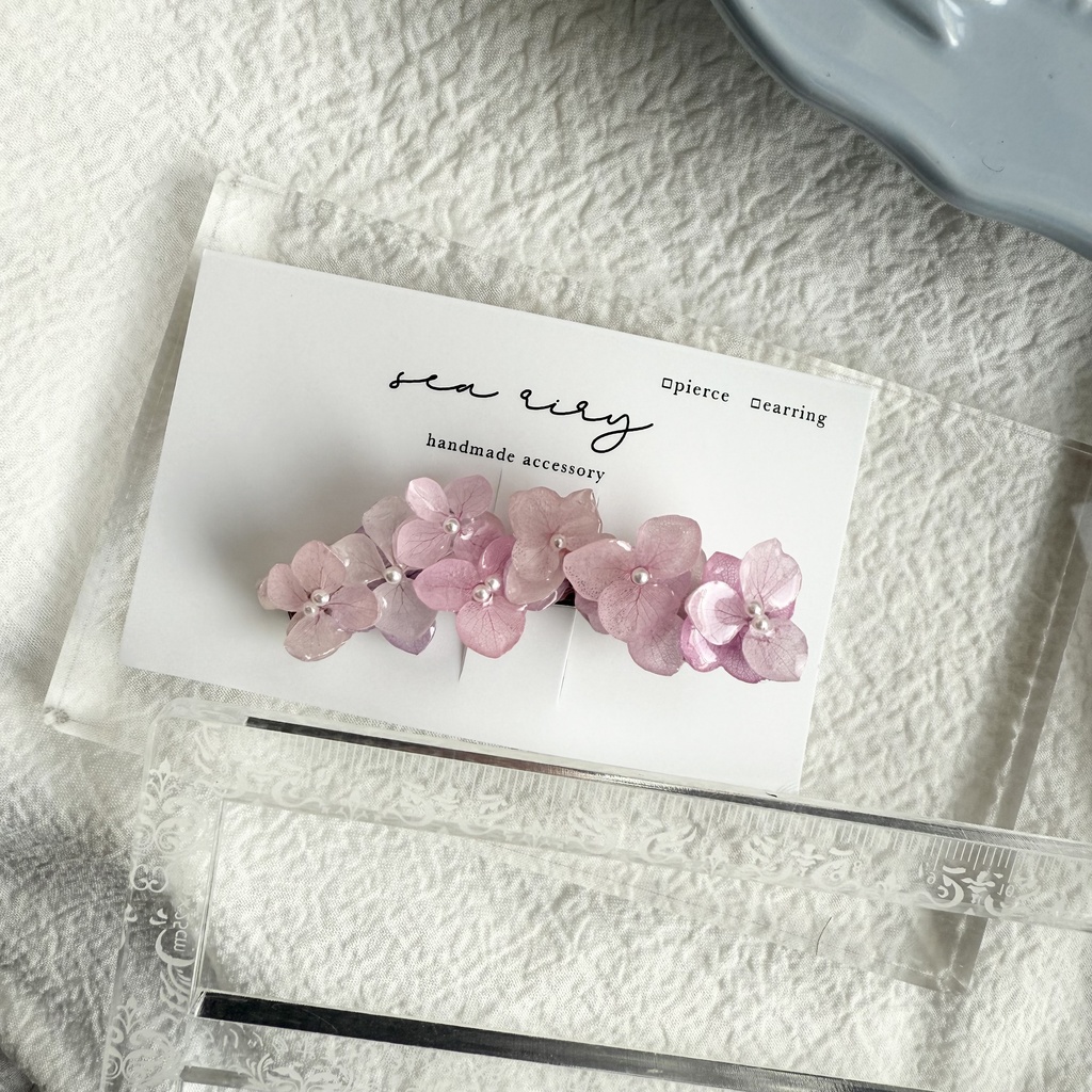no.260 限定セット パステルライラックmixの紫陽花ヘアクリップ 本物のお花 アジサイ ヘアクリップ 髪飾り