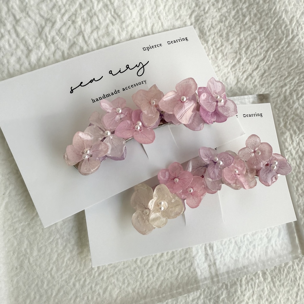 no.260 限定セット パステルライラックmixの紫陽花ヘアクリップ 本物のお花 アジサイ ヘアクリップ 髪飾り
