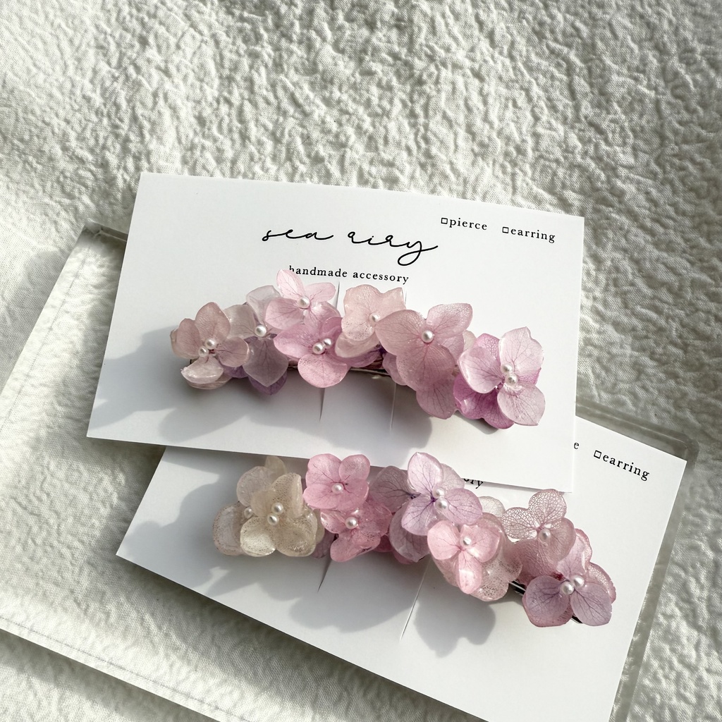 no.260 限定セット パステルライラックmixの紫陽花ヘアクリップ 本物のお花 アジサイ ヘアクリップ 髪飾り