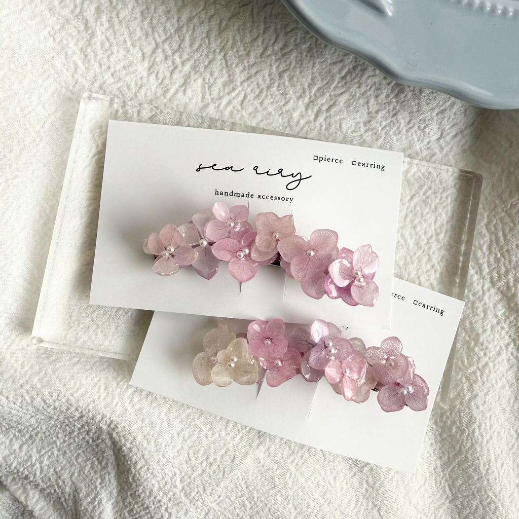 no.260 限定セット パステルライラックmixの紫陽花ヘアクリップ 本物のお花 アジサイ ヘアクリップ 髪飾り