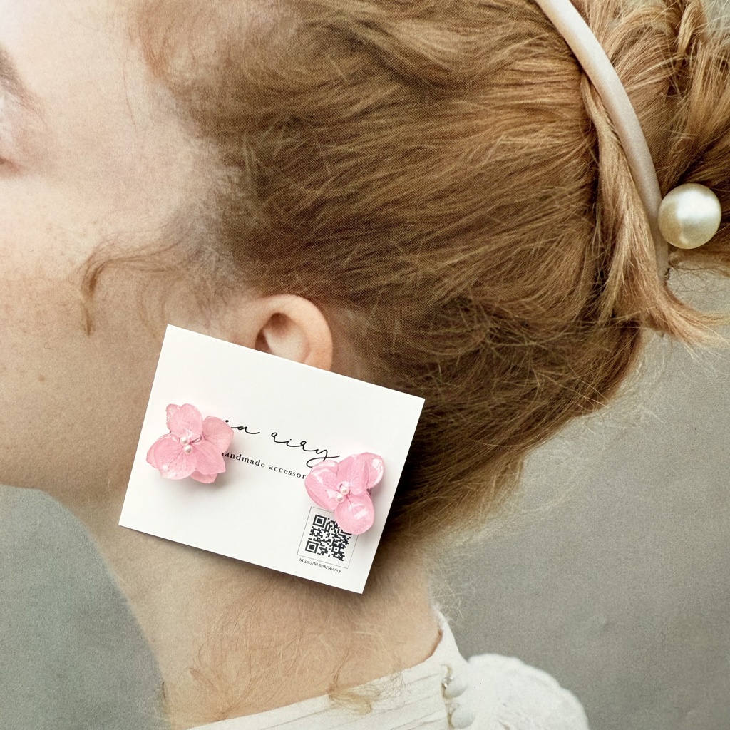 no.261 再販 ちいさなお花のピアス パステルライラックmix ピンク アジサイ パール ステンレス