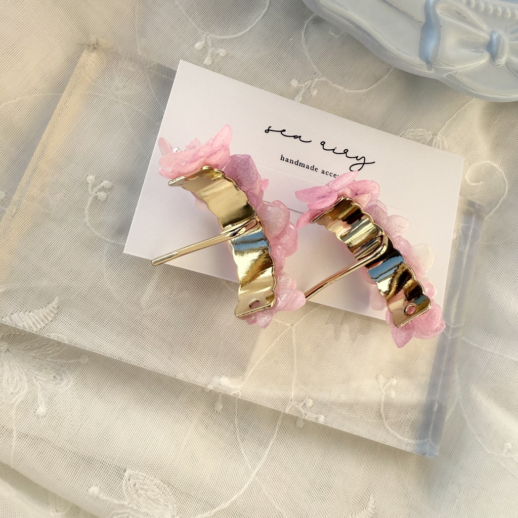 no.265 限定セット パステルライラックの紫陽花ポニーフック 紫陽花 アジサイ パール ヘアアクセサリー