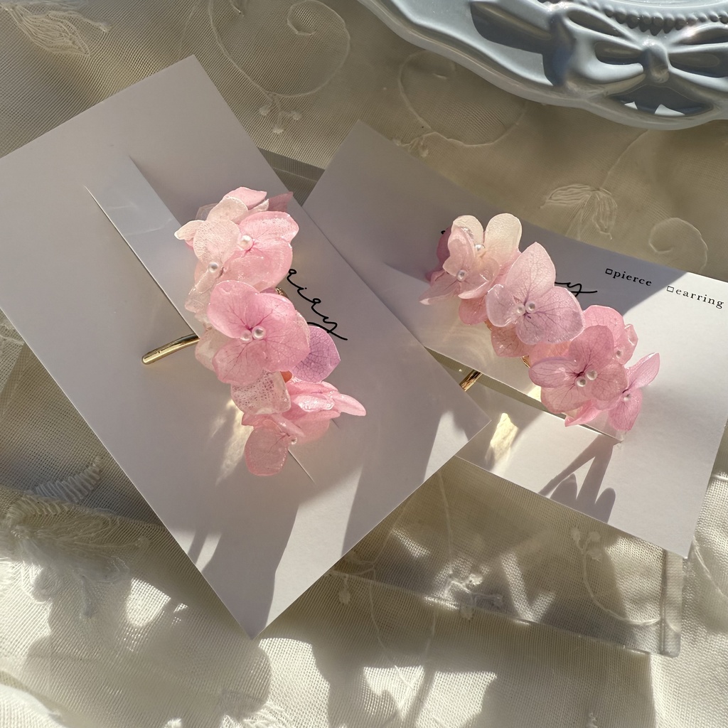 no.265 限定セット パステルライラックの紫陽花ポニーフック 紫陽花 アジサイ パール ヘアアクセサリー