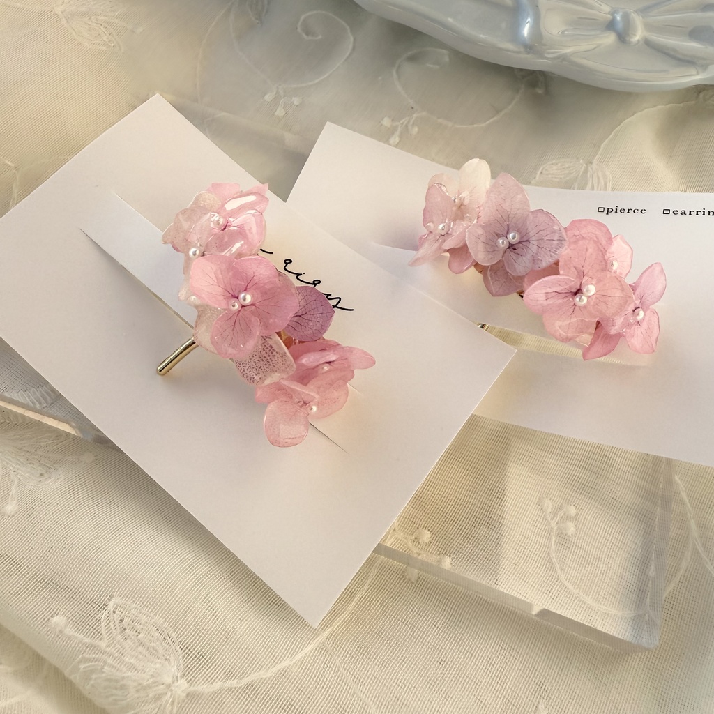 no.265 限定セット パステルライラックの紫陽花ポニーフック 紫陽花 アジサイ パール ヘアアクセサリー