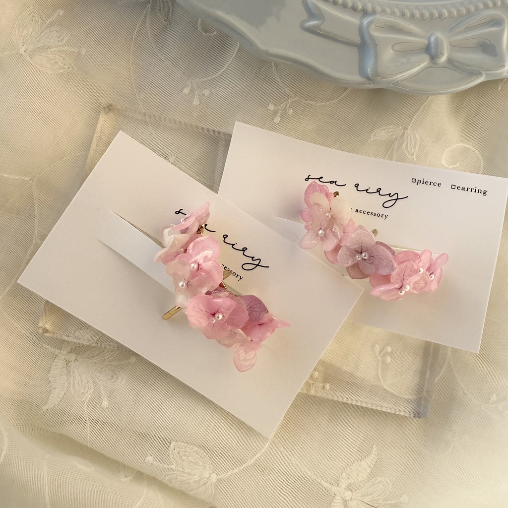 no.265 限定セット パステルライラックの紫陽花ポニーフック 紫陽花 アジサイ パール ヘアアクセサリー