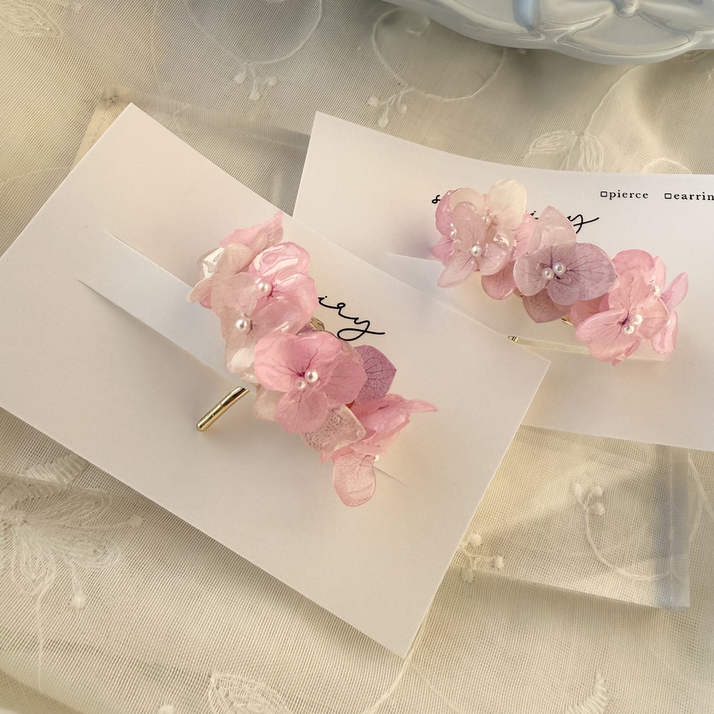 no.265 限定セット パステルライラックの紫陽花ポニーフック 紫陽花 アジサイ パール ヘアアクセサリー