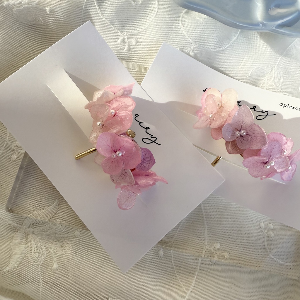 no.265 限定セット パステルライラックの紫陽花ポニーフック 紫陽花 アジサイ パール ヘアアクセサリー
