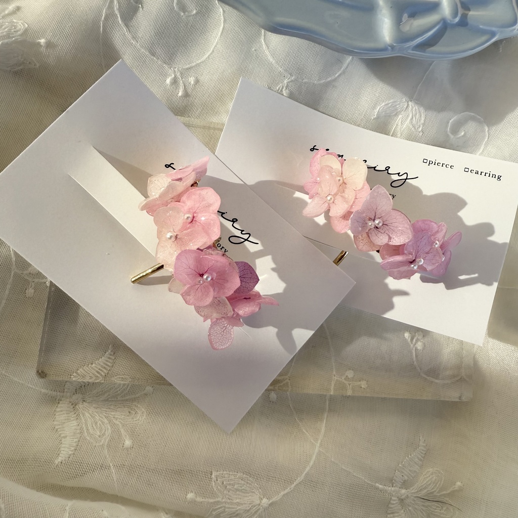no.265 限定セット パステルライラックの紫陽花ポニーフック 紫陽花 アジサイ パール ヘアアクセサリー