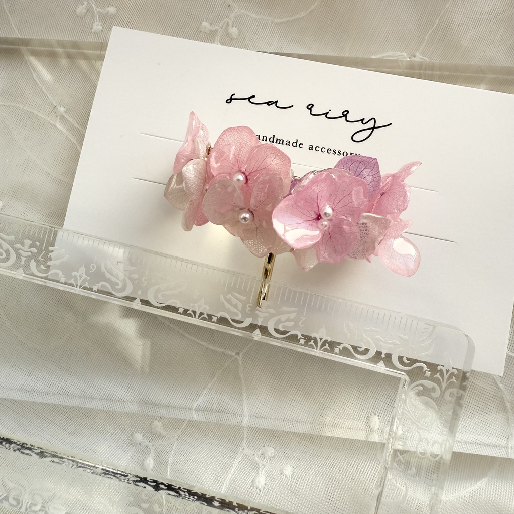 no.265 限定セット パステルライラックの紫陽花ポニーフック 紫陽花 アジサイ パール ヘアアクセサリー