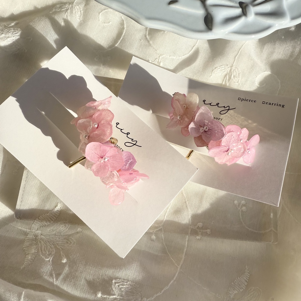 no.265 限定セット パステルライラックの紫陽花ポニーフック 紫陽花 アジサイ パール ヘアアクセサリー