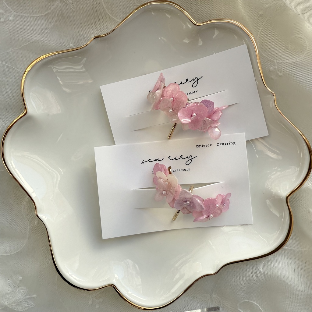 no.265 限定セット パステルライラックの紫陽花ポニーフック 紫陽花 アジサイ パール ヘアアクセサリー