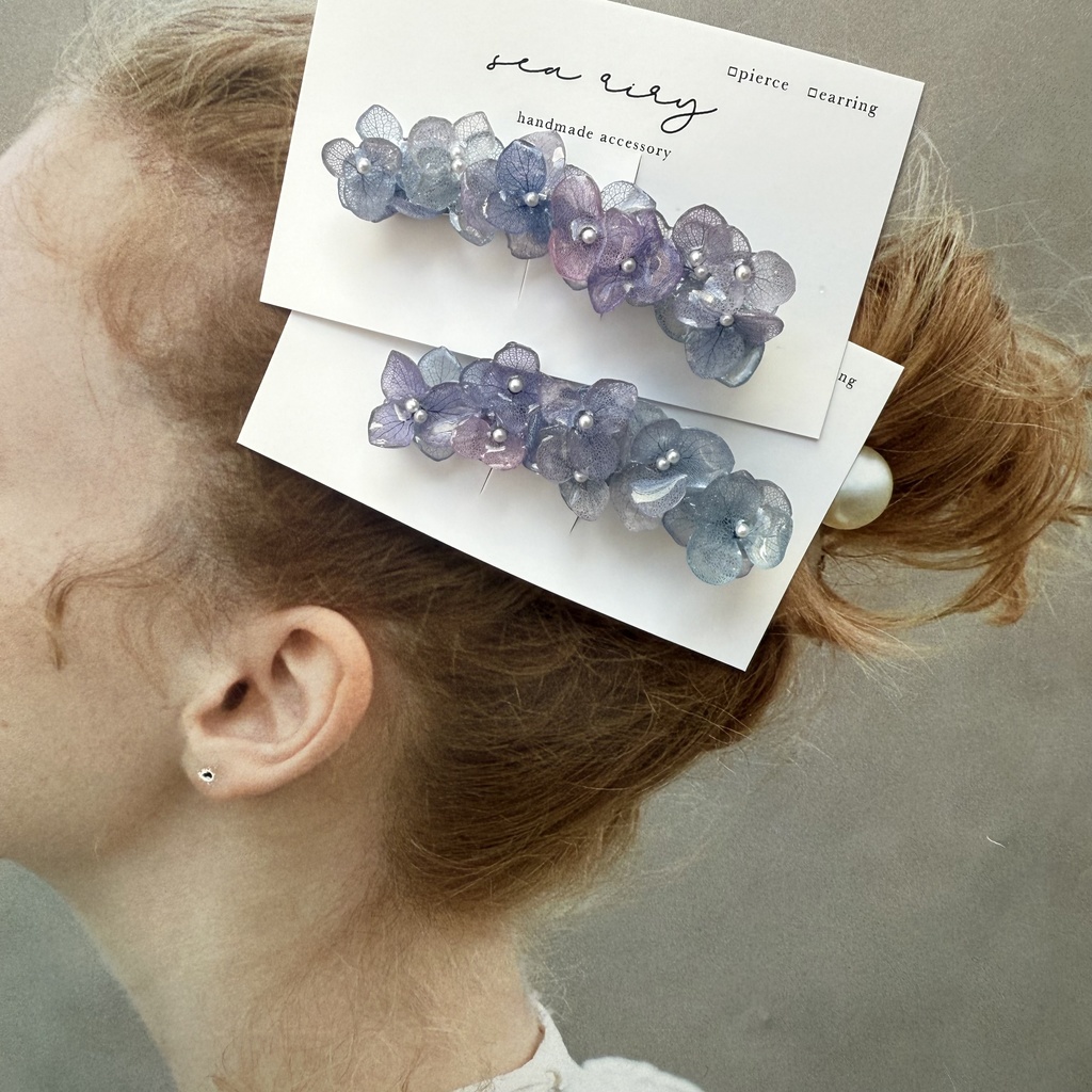 no.269 限定セット マーメイドの紫陽花ヘアクリップ 本物のお花 アジサイ ヘアクリップ 髪飾り 着物