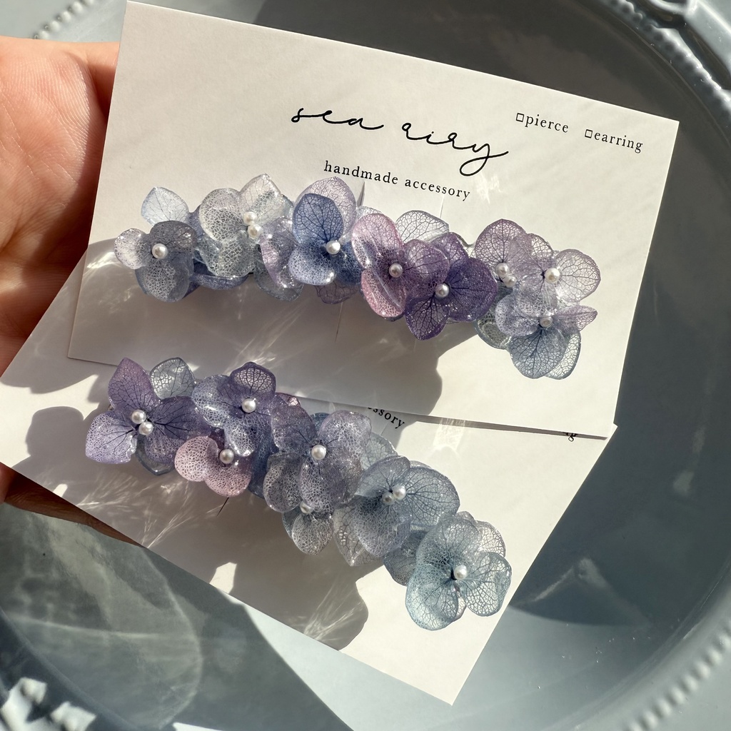 no.269  限定セット  マーメイドの紫陽花ヘアクリップ  本物のお花  アジサイ  ヘアクリップ  髪飾り  着物