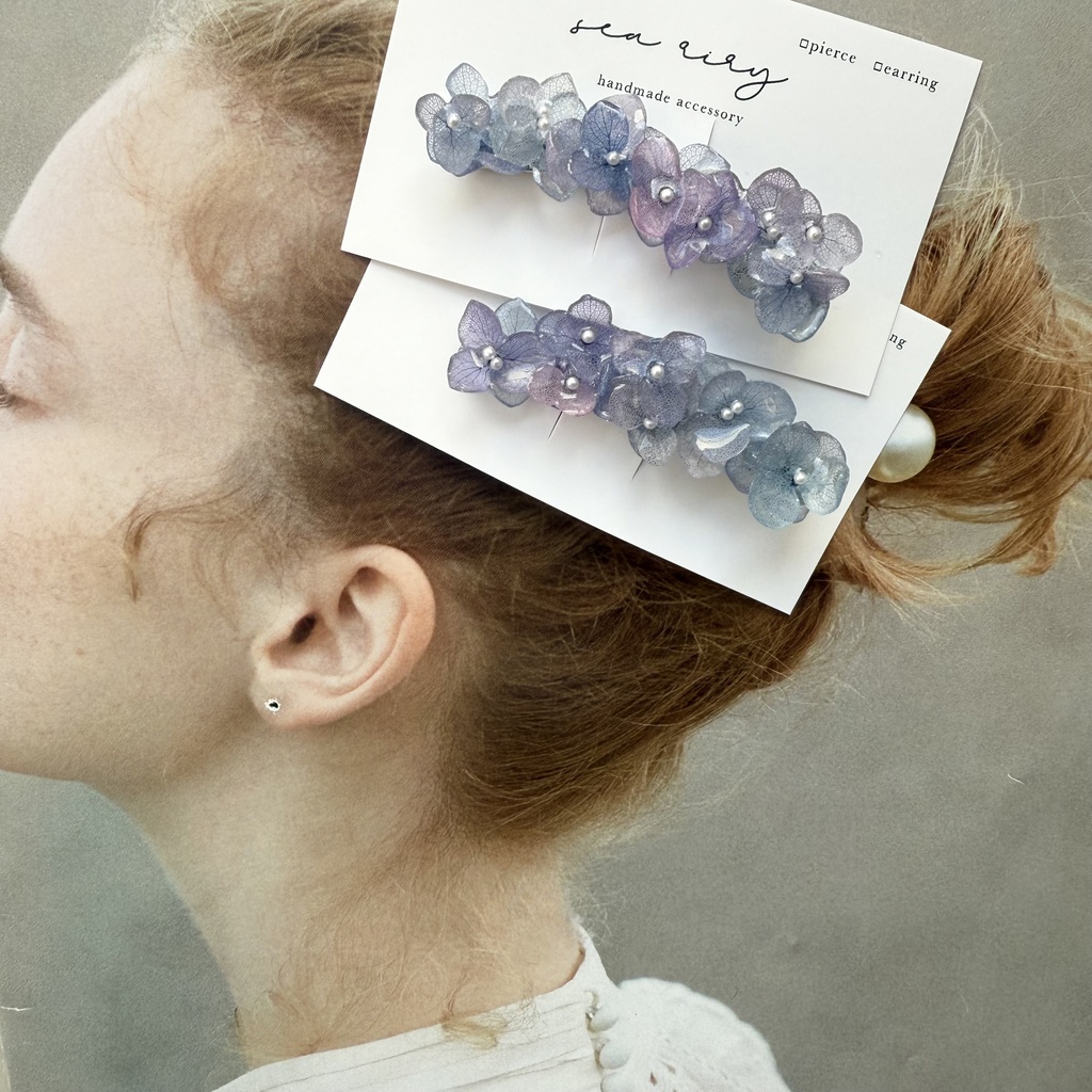 no.269 限定セット マーメイドの紫陽花ヘアクリップ 本物のお花 アジサイ ヘアクリップ 髪飾り 着物