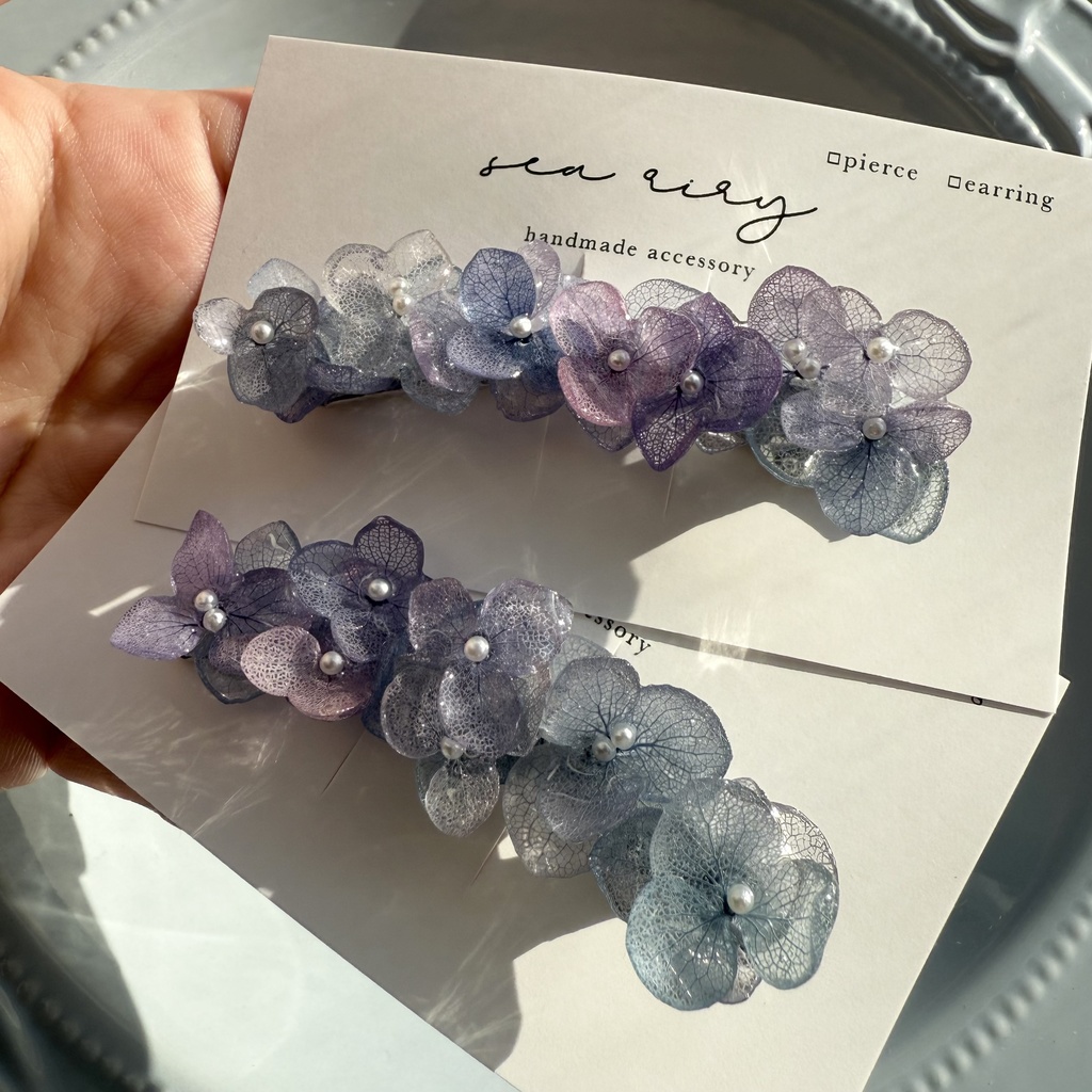 no.269 限定セット マーメイドの紫陽花ヘアクリップ 本物のお花 アジサイ ヘアクリップ 髪飾り 着物