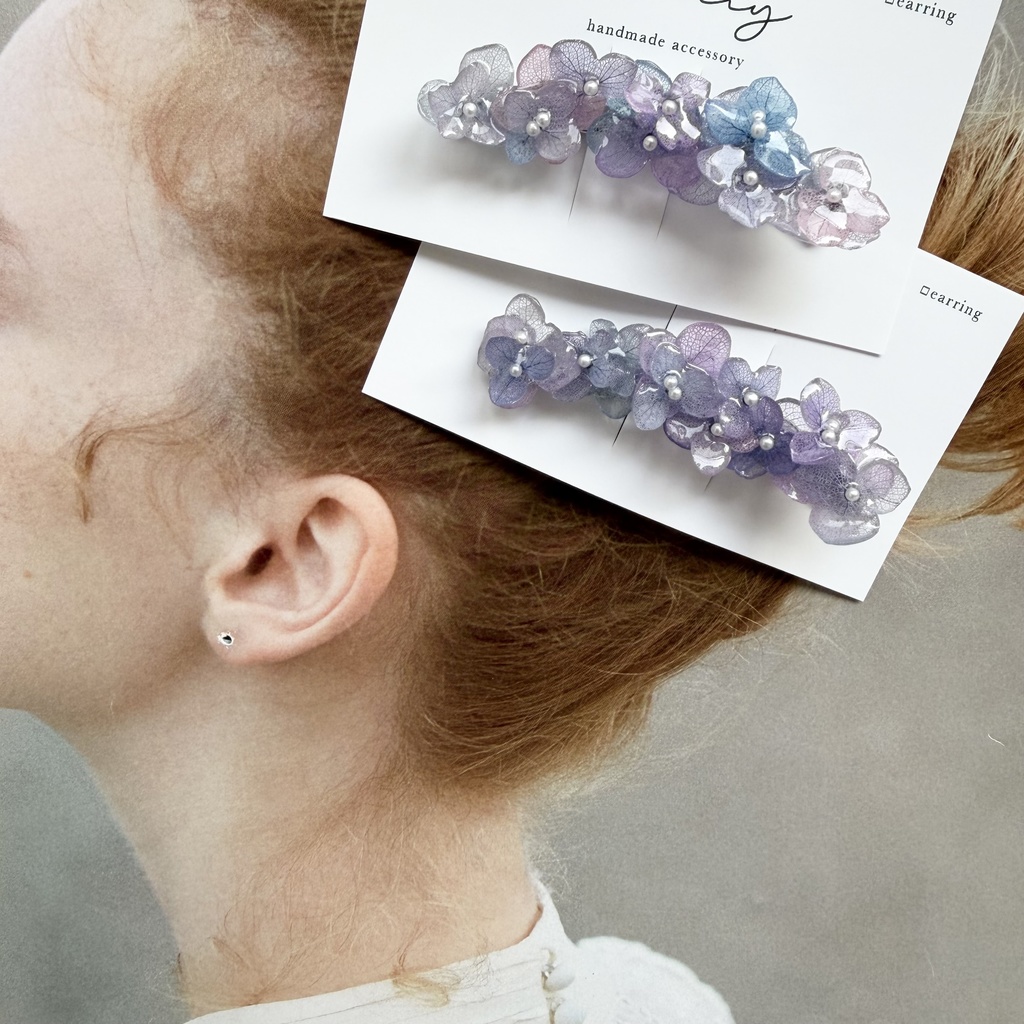 no.274 限定セット マーメイドの紫陽花ヘアクリップ 本物のお花 アジサイ ヘアクリップ 髪飾り 着物