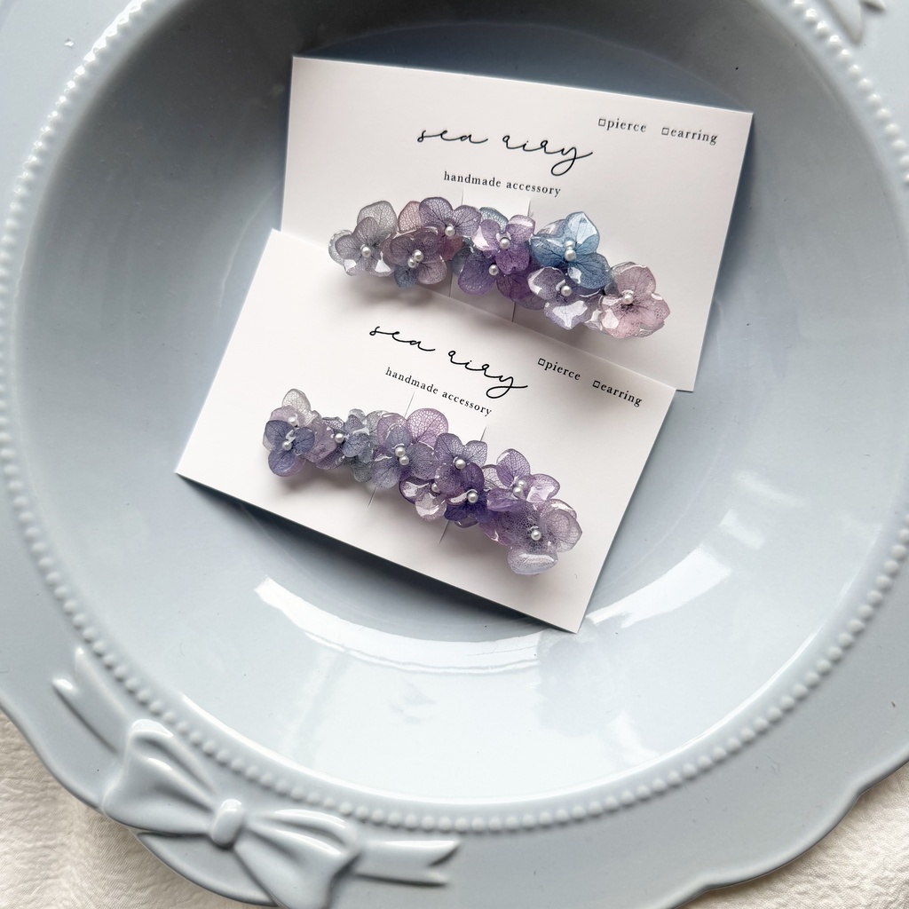 no.274 限定セット マーメイドの紫陽花ヘアクリップ 本物のお花 アジサイ ヘアクリップ 髪飾り 着物