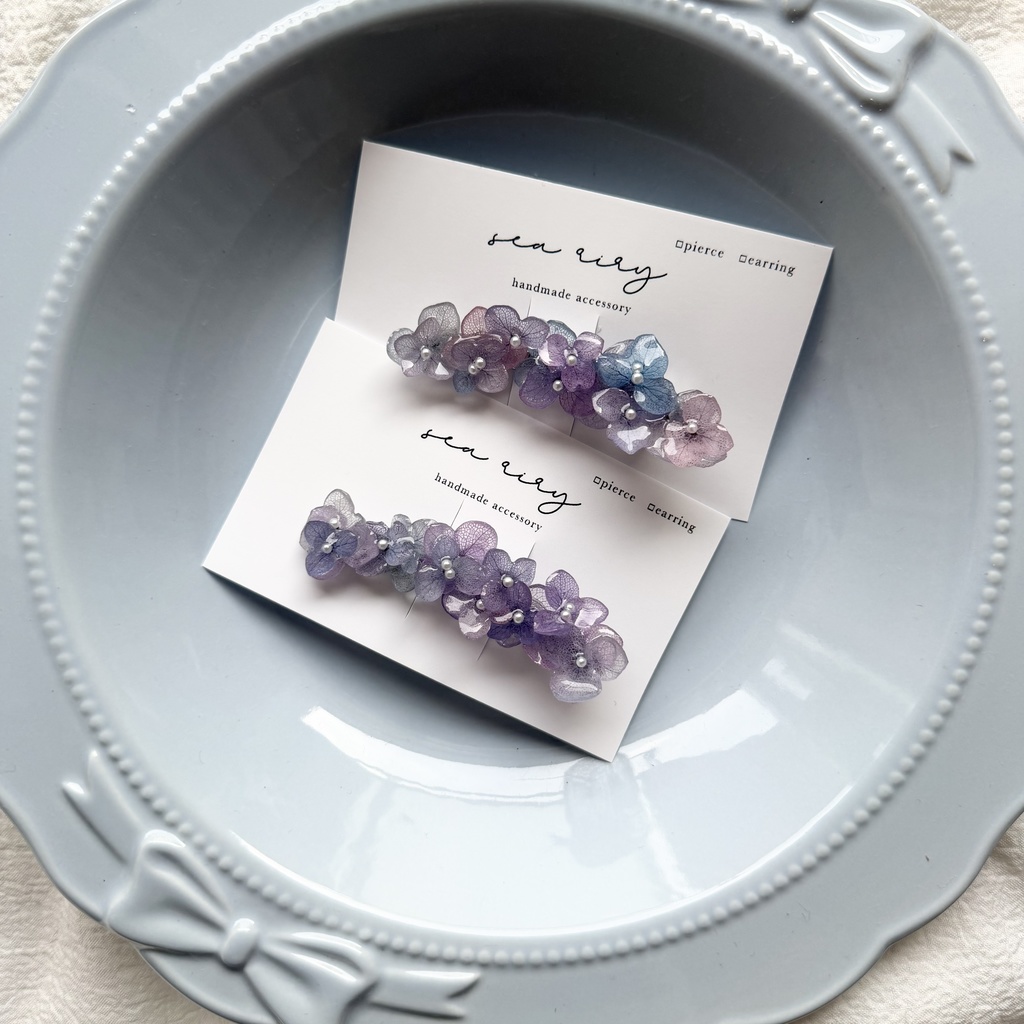 no.274 限定セット マーメイドの紫陽花ヘアクリップ 本物のお花 アジサイ ヘアクリップ 髪飾り 着物