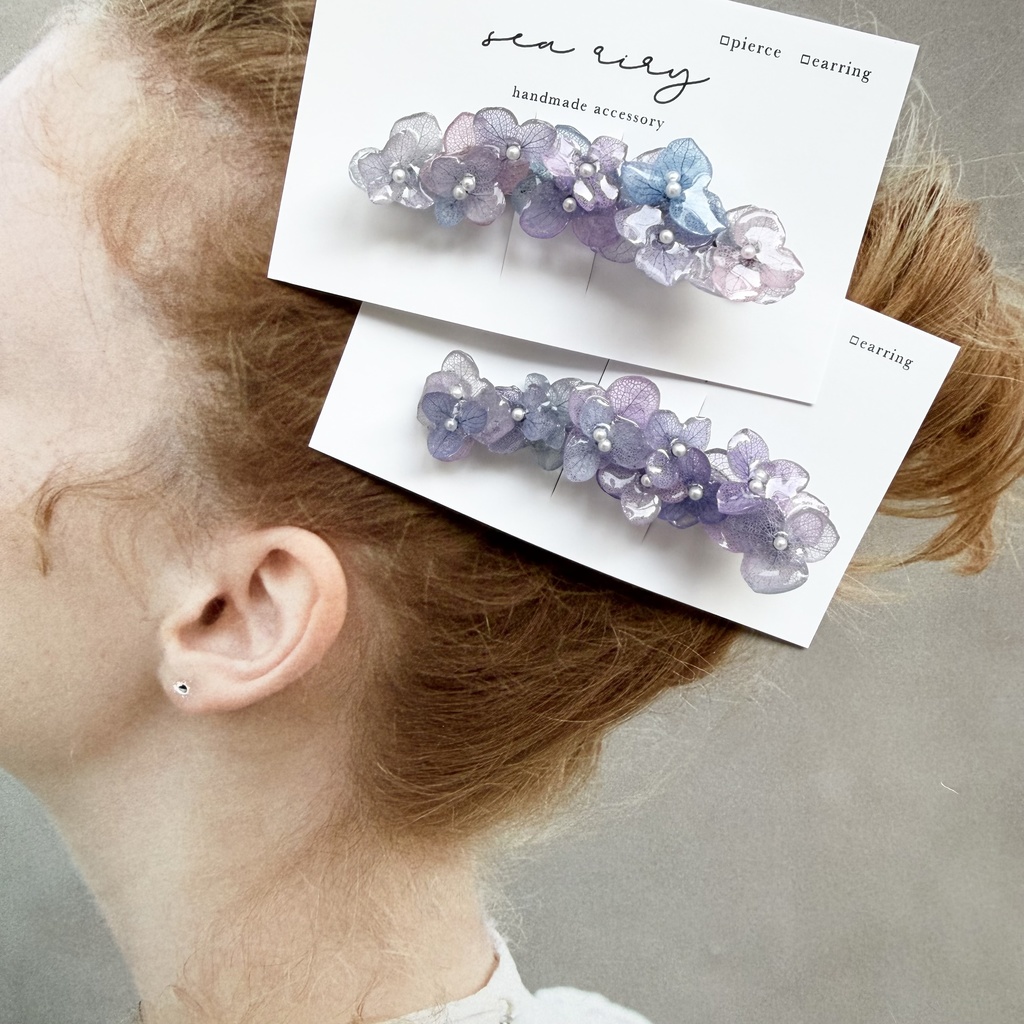 no.274 限定セット マーメイドの紫陽花ヘアクリップ 本物のお花 アジサイ ヘアクリップ 髪飾り 着物