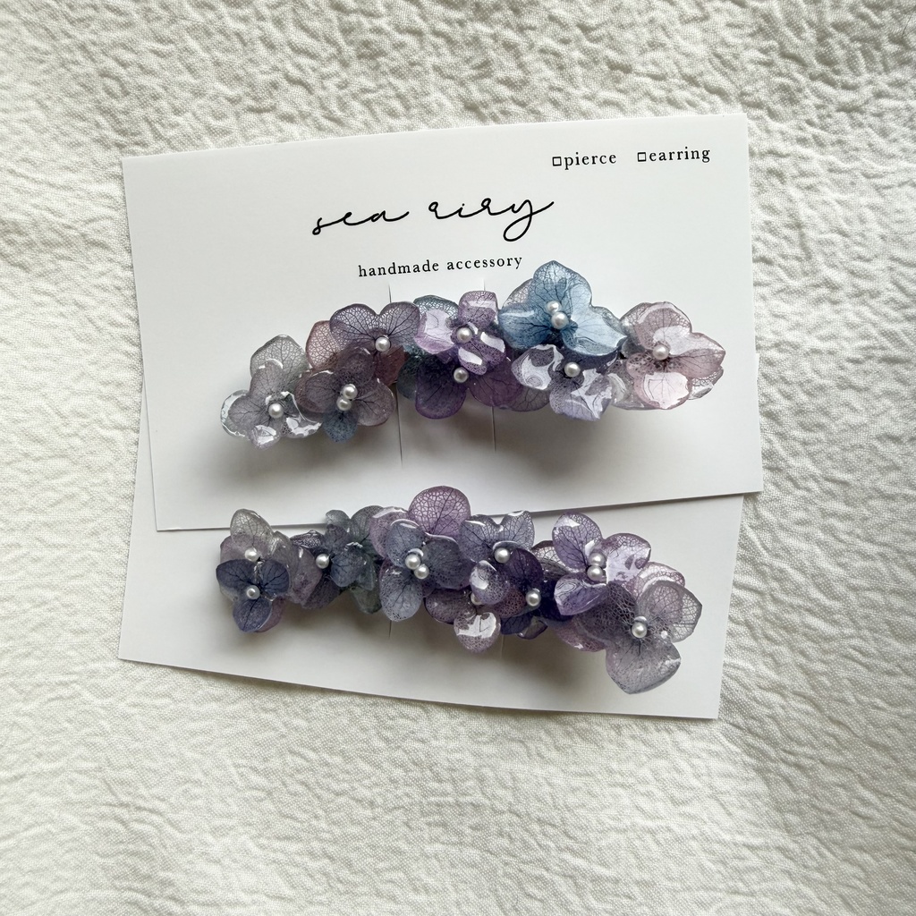 no.274 限定セット マーメイドの紫陽花ヘアクリップ 本物のお花 アジサイ ヘアクリップ 髪飾り 着物