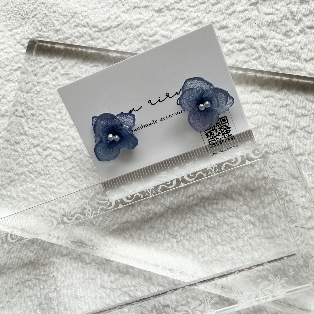 no.275 再販 ブルーグラデの紫陽花ピアス アジサイ 紫陽花 ブルー パール ステンレス ピアス