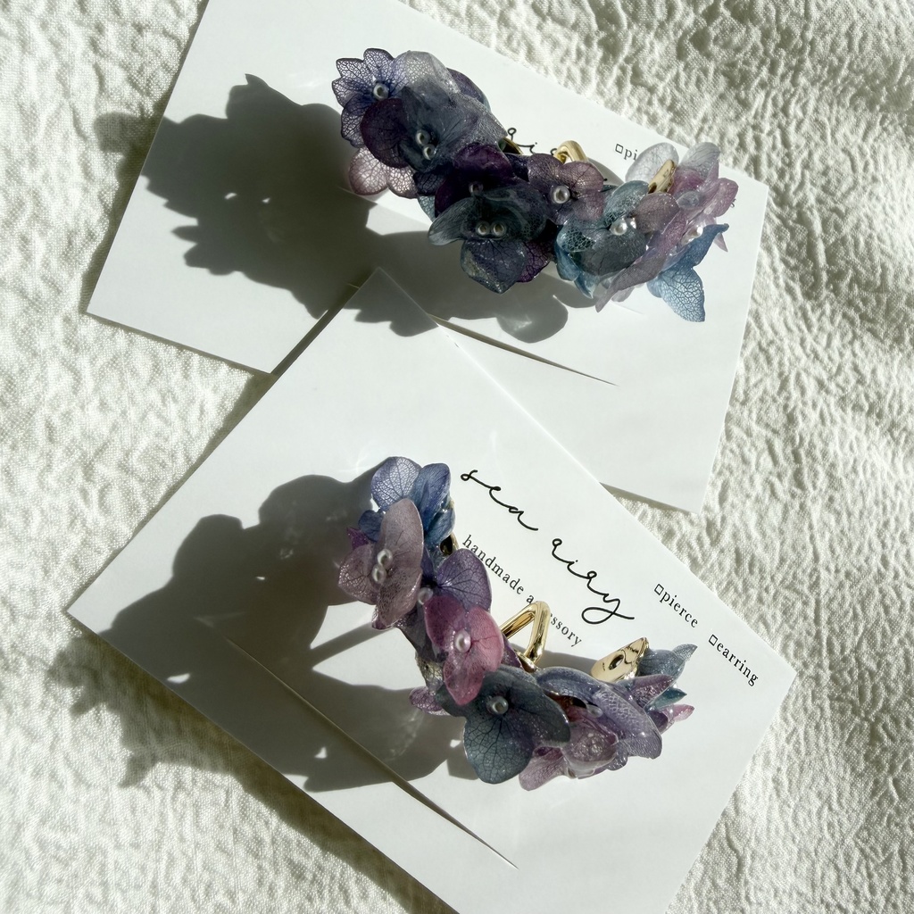 no.276 限定セット マーメイドカラーの紫陽花ポニーフック 本物のお花 アジサイ 紫陽花 ヘアアクセサリー 髪飾り