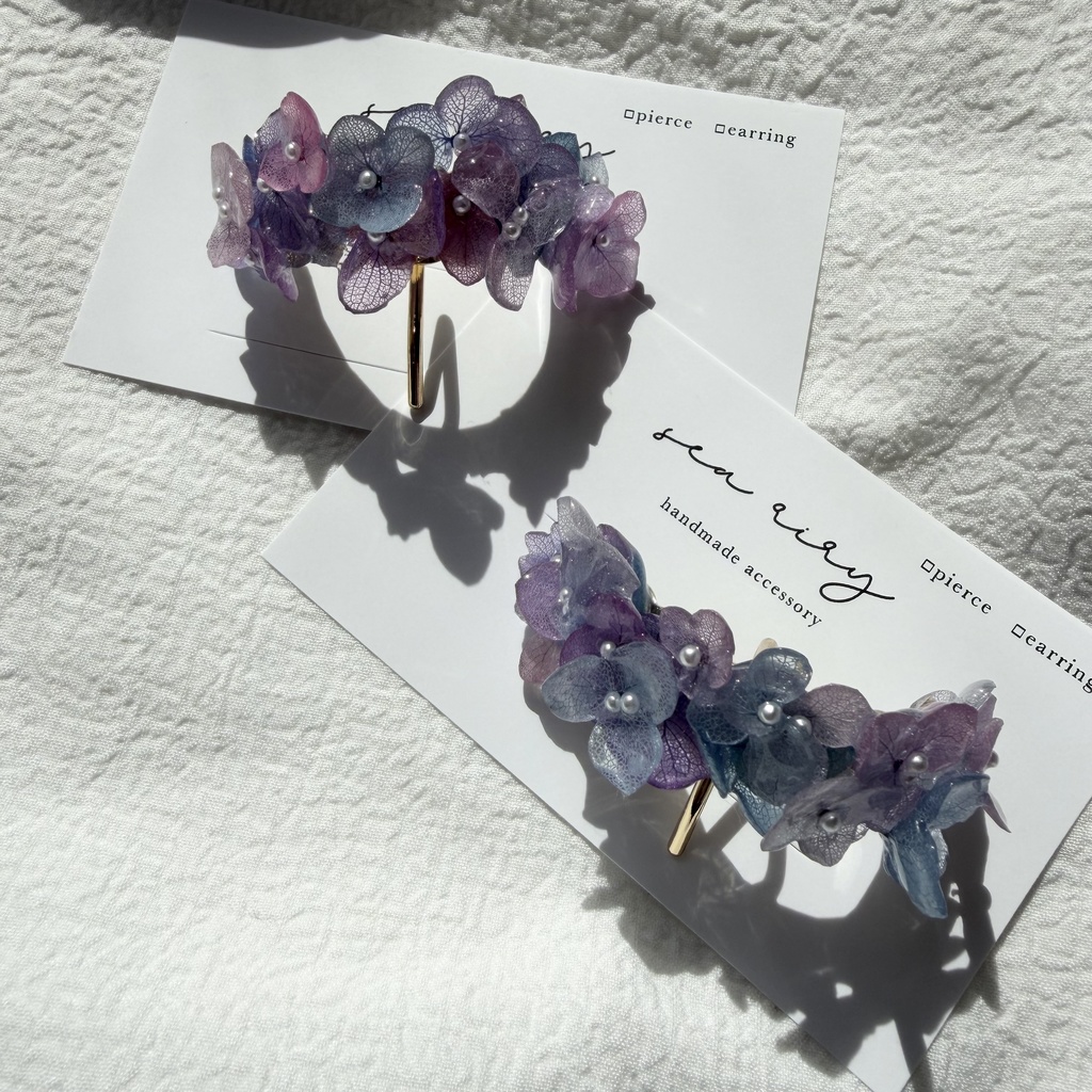 no.276 限定セット マーメイドカラーの紫陽花ポニーフック 本物のお花 アジサイ 紫陽花 ヘアアクセサリー 髪飾り