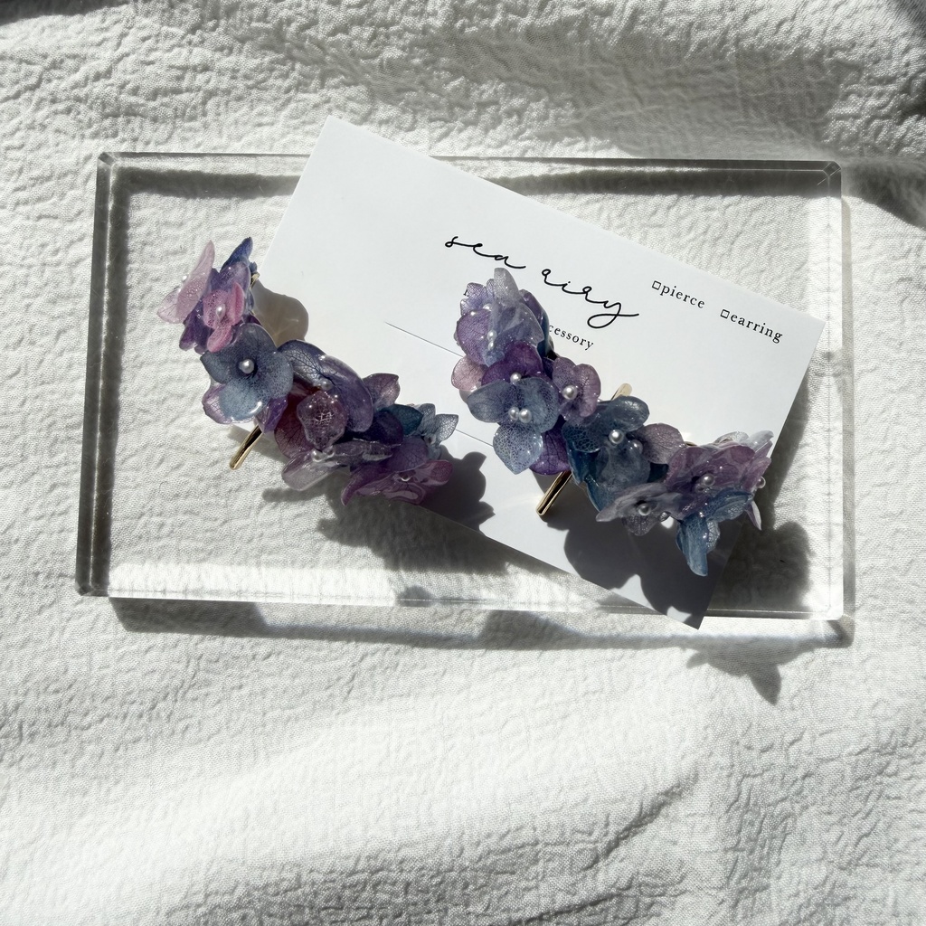 no.276 限定セット マーメイドカラーの紫陽花ポニーフック 本物のお花 アジサイ 紫陽花 ヘアアクセサリー 髪飾り