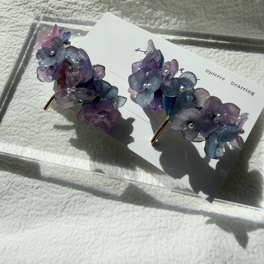 no.276 限定セット マーメイドカラーの紫陽花ポニーフック 本物のお花 アジサイ 紫陽花 ヘアアクセサリー 髪飾り