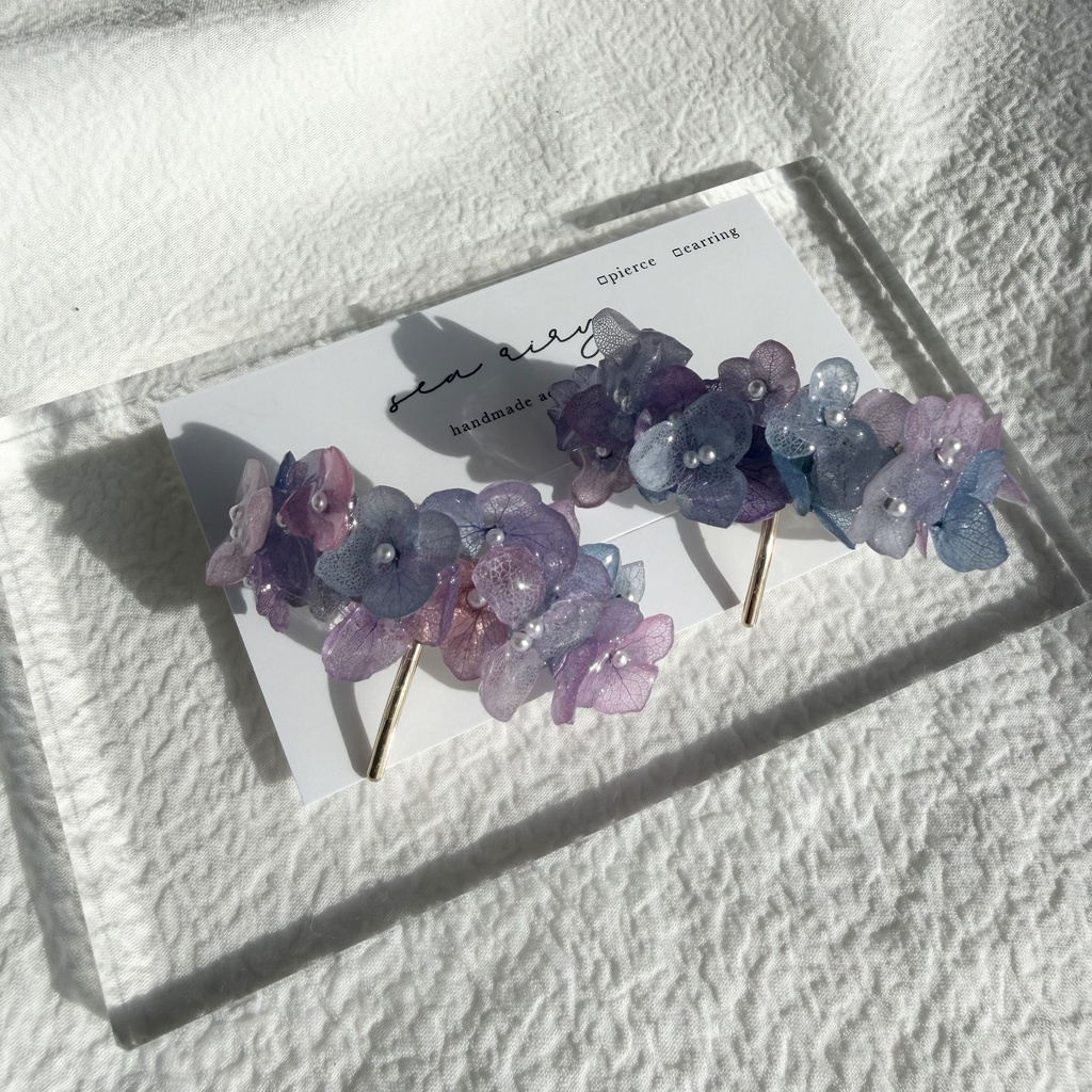 no.276 限定セット マーメイドカラーの紫陽花ポニーフック 本物のお花 アジサイ 紫陽花 ヘアアクセサリー 髪飾り