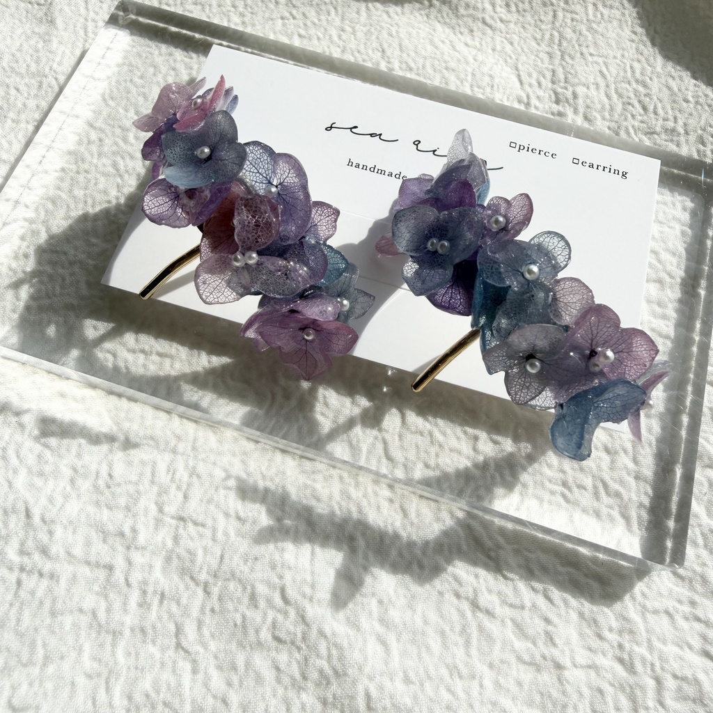 no.276 限定セット マーメイドカラーの紫陽花ポニーフック 本物のお花 アジサイ 紫陽花 ヘアアクセサリー 髪飾り