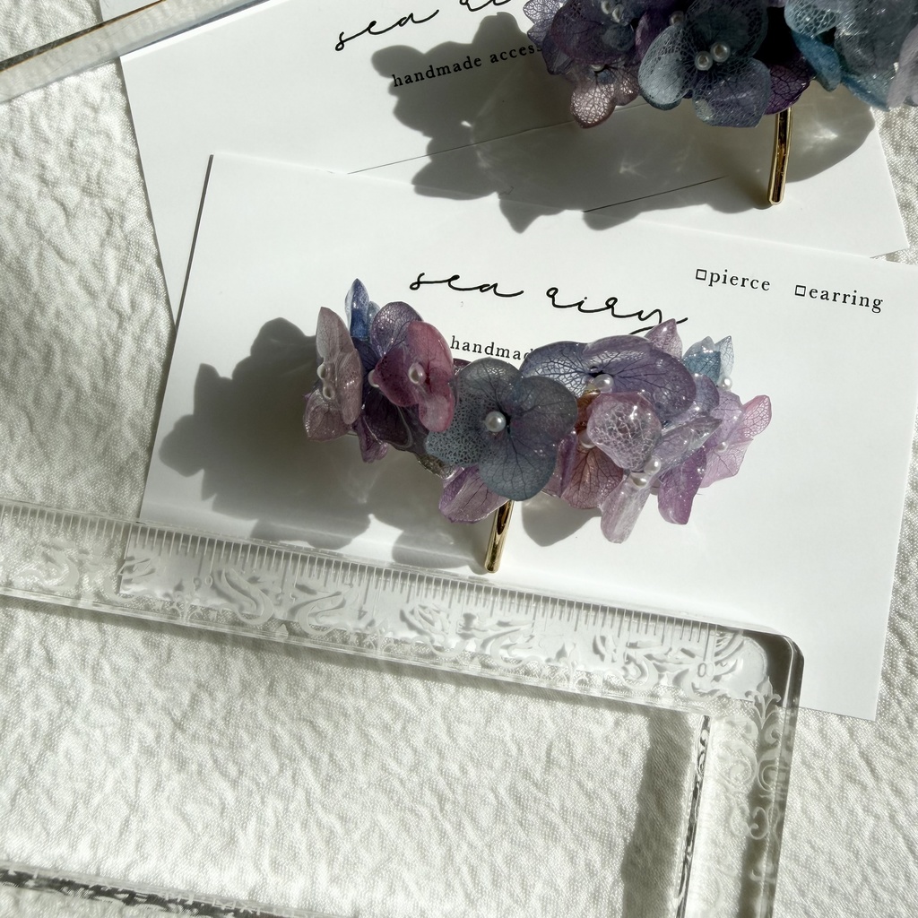 no.276 限定セット マーメイドカラーの紫陽花ポニーフック 本物のお花 アジサイ 紫陽花 ヘアアクセサリー 髪飾り