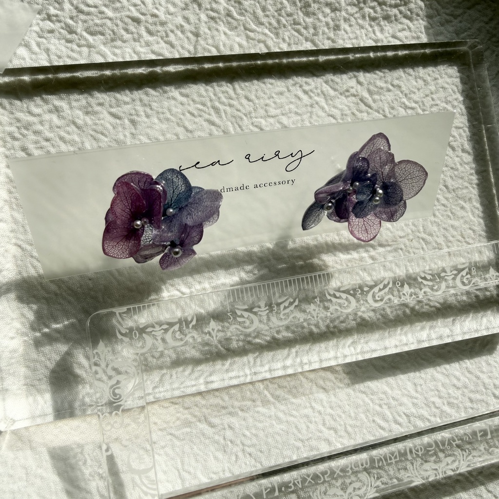 no.282 マーメイドカラーの紫陽花ピアス アジサイ パール あじさい ブルー パープル ステンレス ピアス ハンドメイド